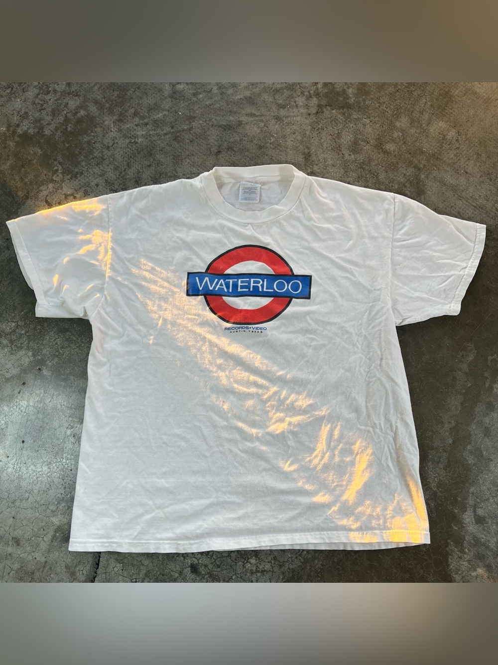 Vintage Waterloo Records Austin TX T Shirt Hanes Beefy Tee XL